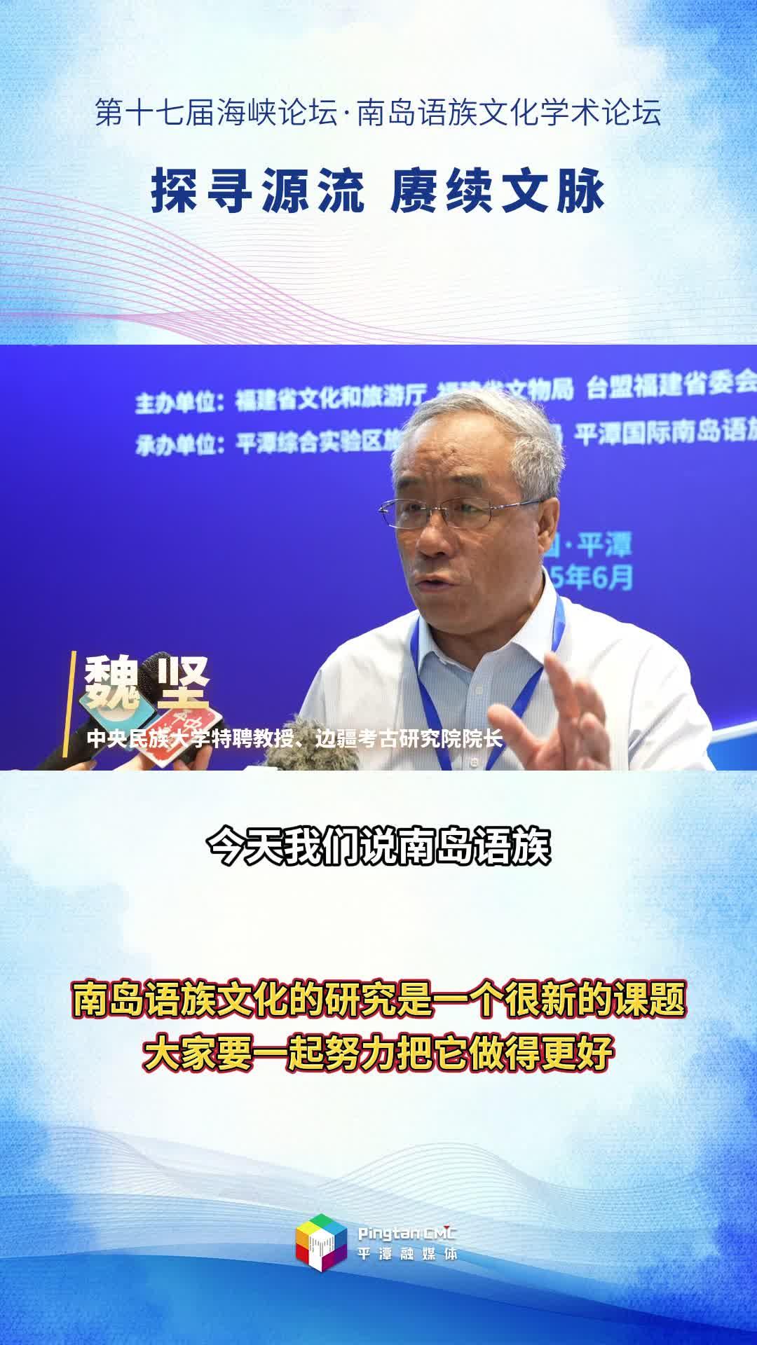 中央民族大學特聘教授、邊疆考古研究院院長魏堅：南島語族文化的研究是一個很新的課題，大家要一起努力把它做得更好