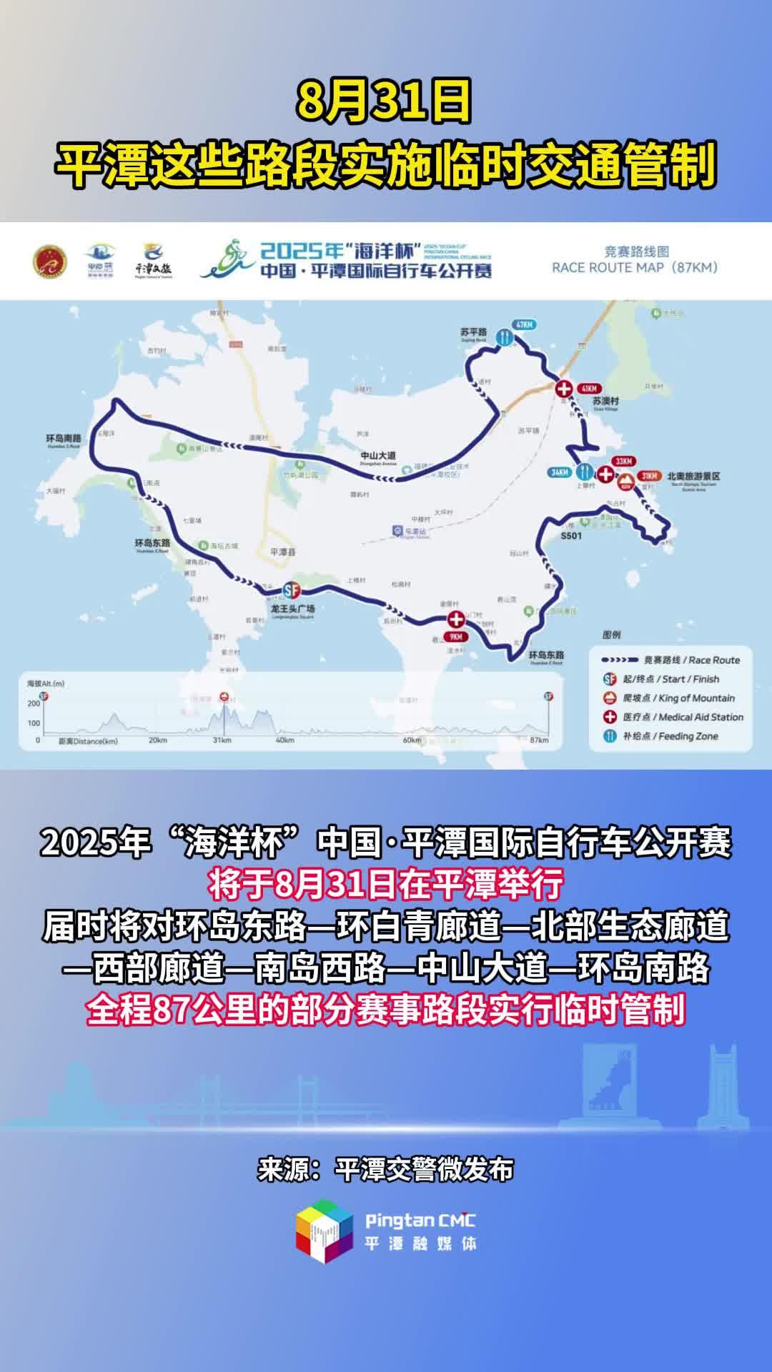 8月31日，平潭這些路段實施臨時交通管制